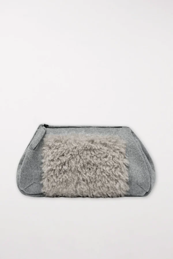Accessoires-LUISA CERANO Tasche Mit Wolldetail heather grey