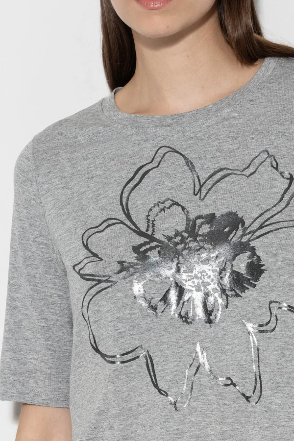 Shirts & Tops-LUISA CERANO T-Shirt Mit Blumen-Print heather grey