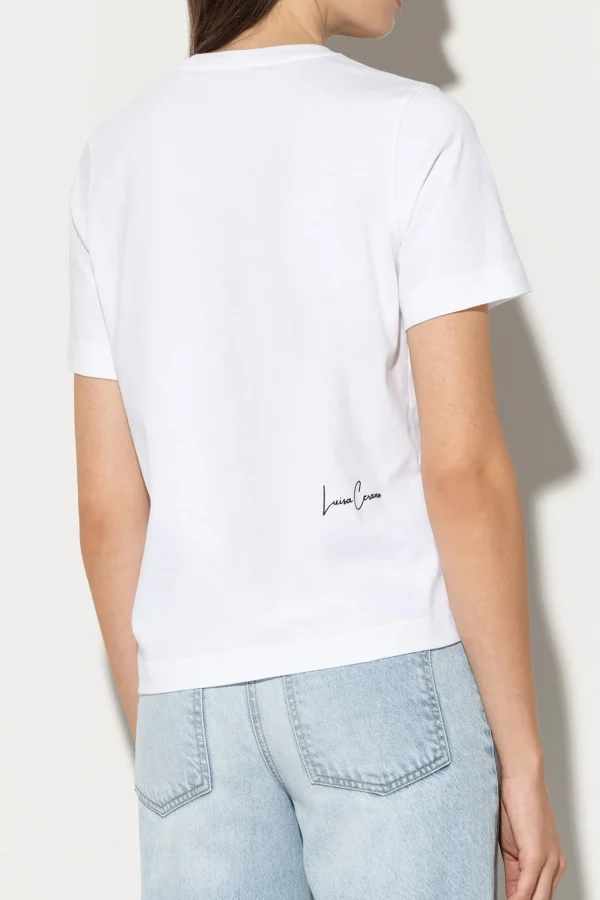 Shirts & Tops-LUISA CERANO T-Shirt Mit Statement-Print bleached white