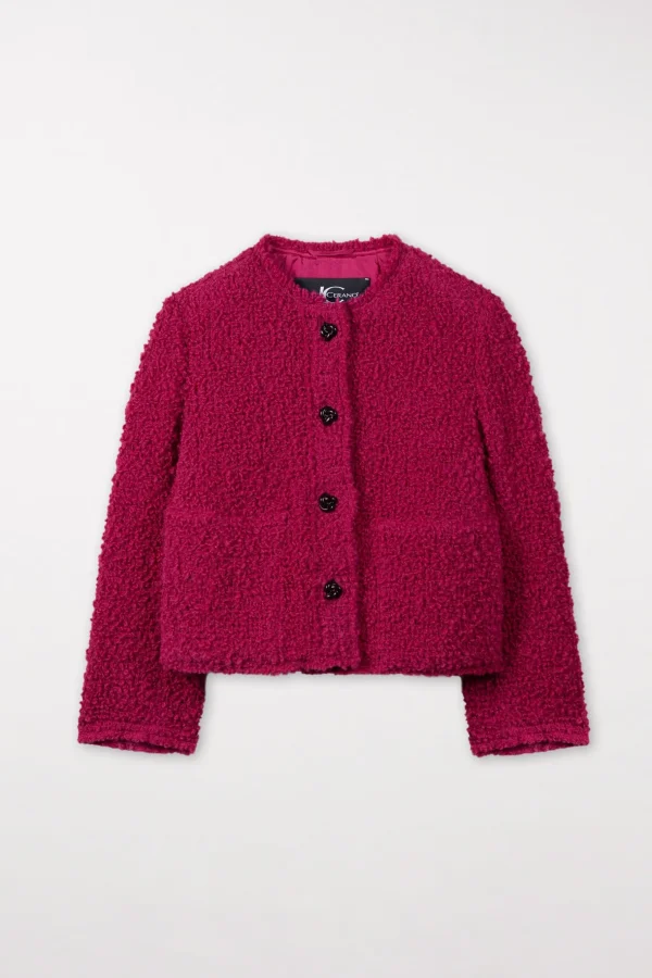 Jacken & Mäntel-LUISA CERANO Tweedjacke Aus Bouclé-Wolle berry pink