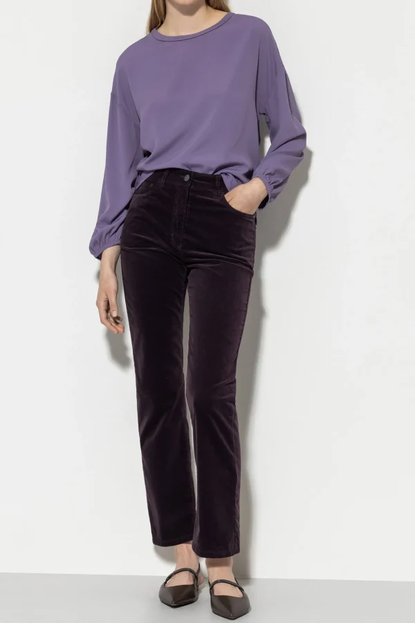 Hosen-LUISA CERANO Velvet-Babyflare-Pants burgundy