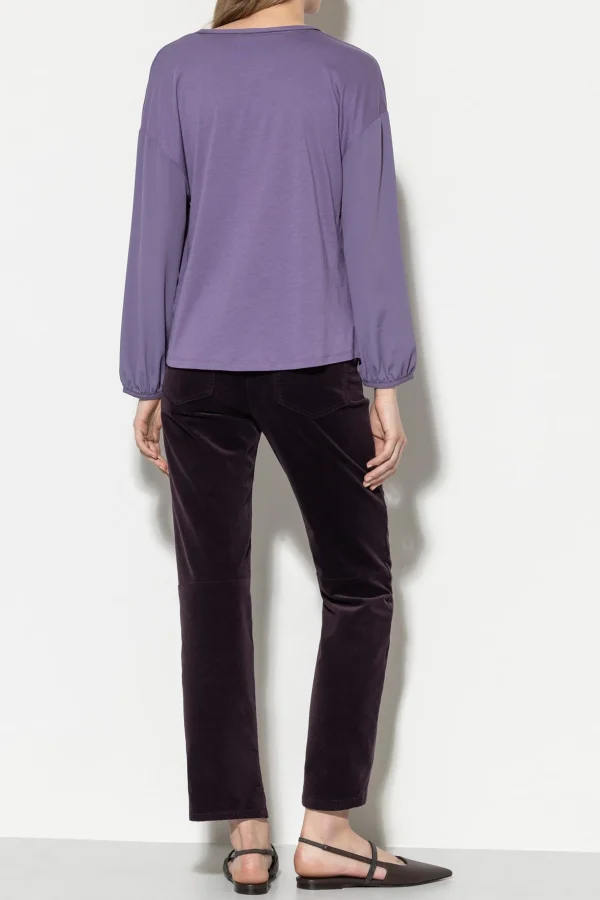 Hosen-LUISA CERANO Velvet-Babyflare-Pants burgundy