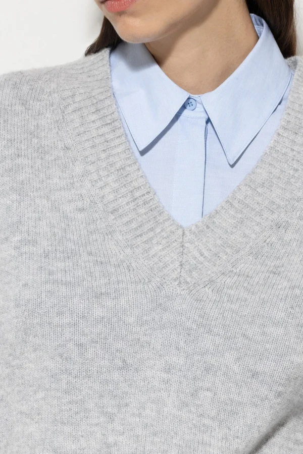 Strick-LUISA CERANO V-Pullover Aus Kaschmir-Mix light grey melange