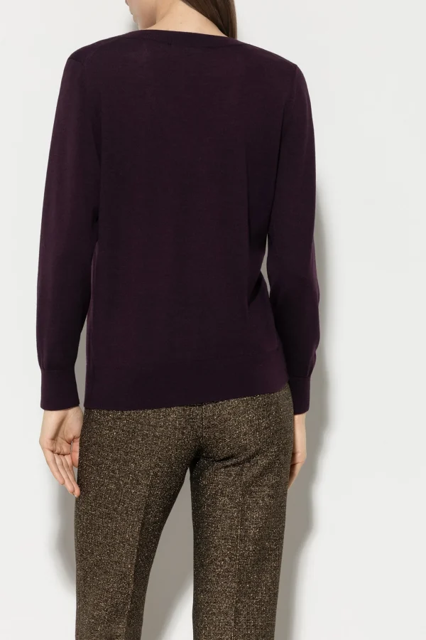 Strick-LUISA CERANO V-Pullover Aus Seiden-Mix burgundy