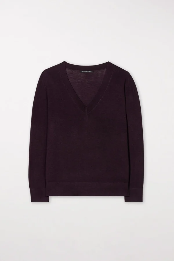 Strick-LUISA CERANO V-Pullover Aus Seiden-Mix burgundy