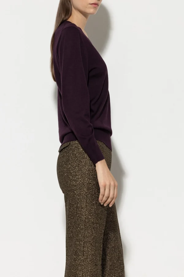 Strick-LUISA CERANO V-Pullover Aus Seiden-Mix burgundy