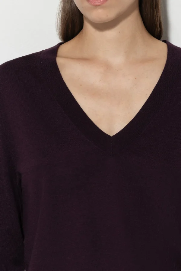 Strick-LUISA CERANO V-Pullover Aus Seiden-Mix burgundy