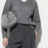 Strick-LUISA CERANO V-Pullover In Netz-Struktur heather grey