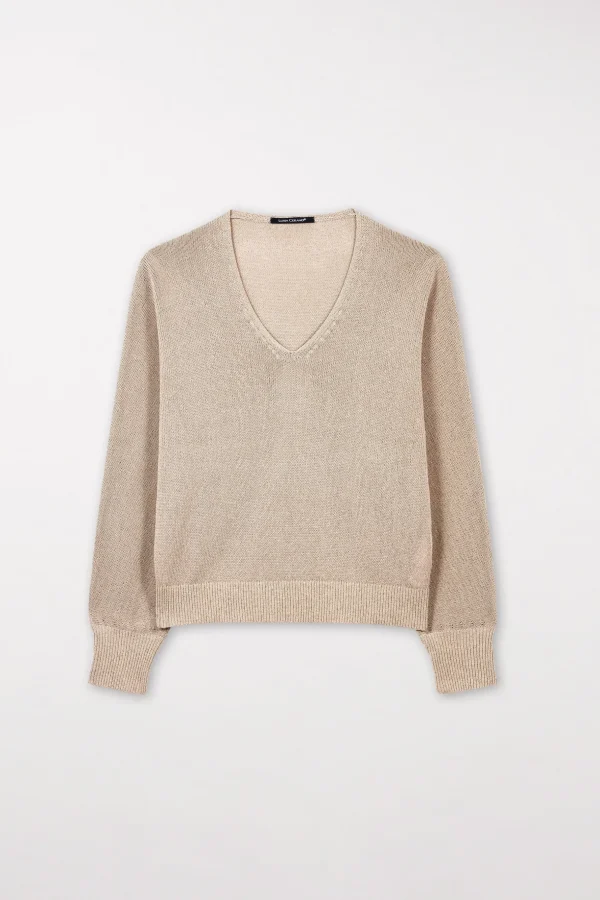 Strick-LUISA CERANO V-Pullover In Parallelo-Optik cashew