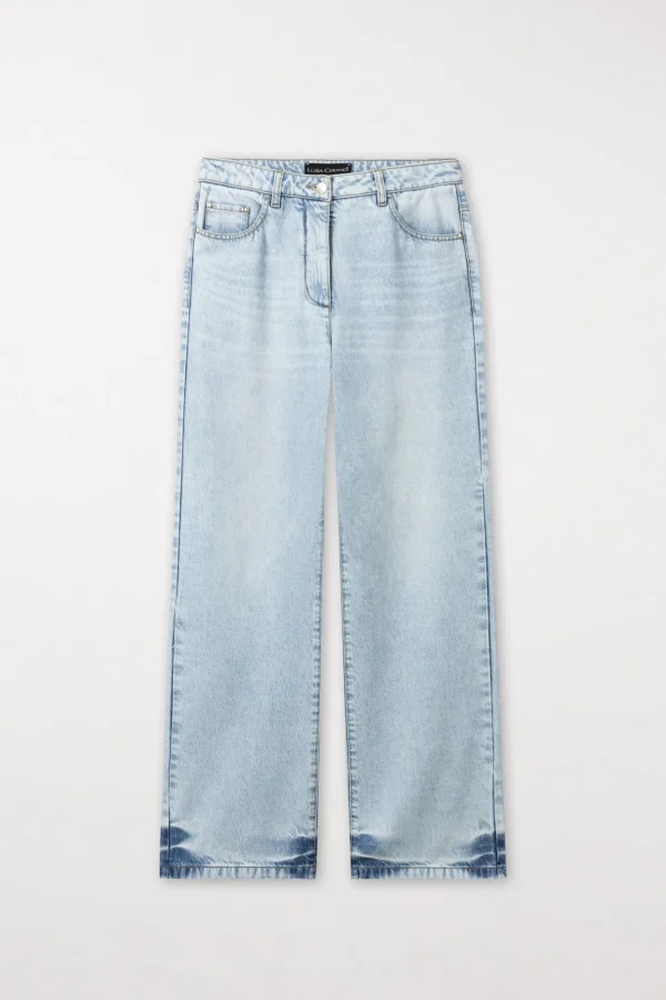 Hosen | Denim-LUISA CERANO Wideleg-Blue-Denim denim blue