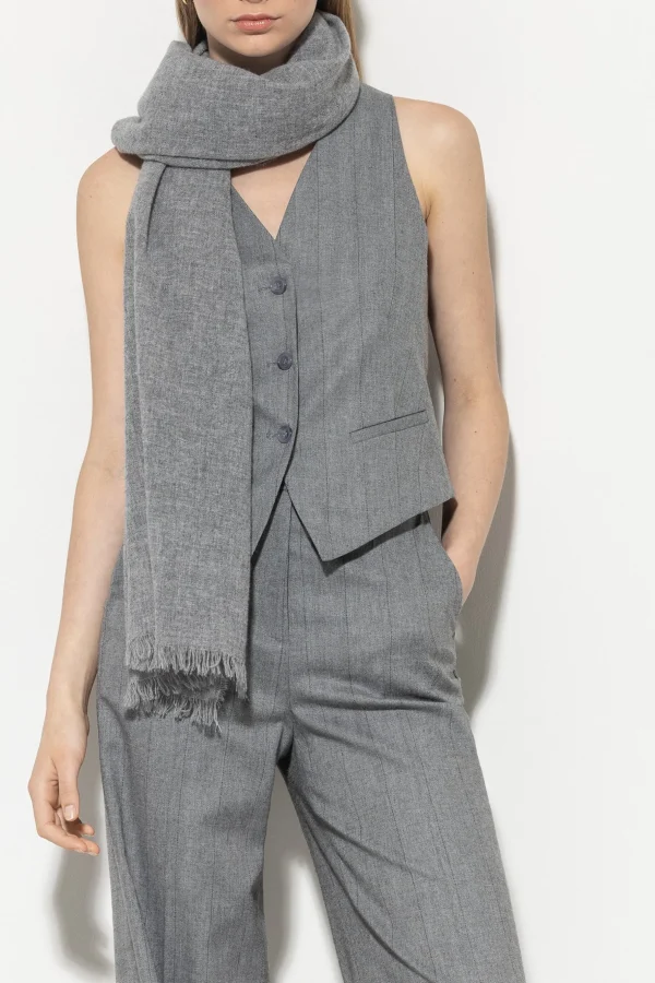 Accessoires-LUISA CERANO Wollschal Mit Fransen heather grey