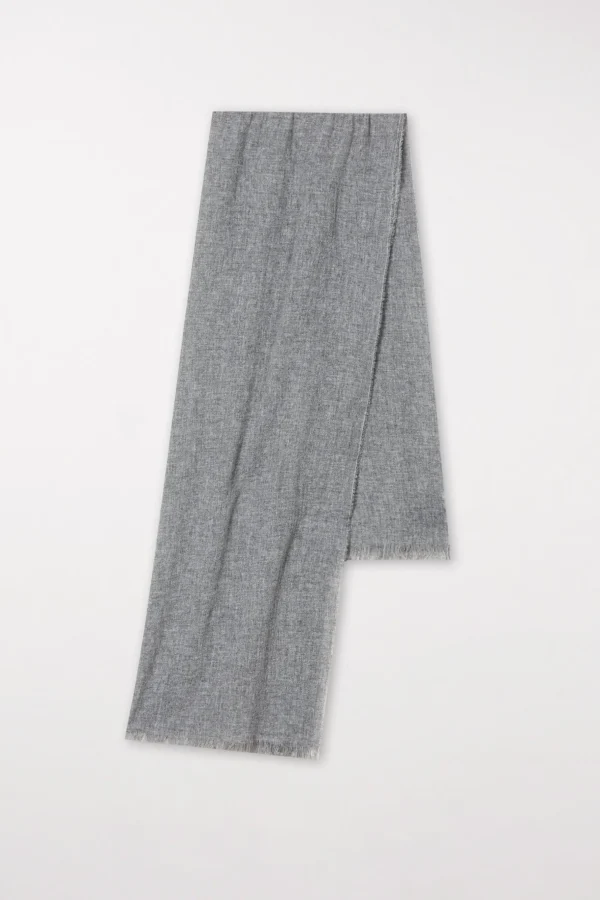 Accessoires-LUISA CERANO Wollschal Mit Fransen heather grey